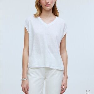 NWT MADEWELL White Relaxed V-Neck Tee size small
